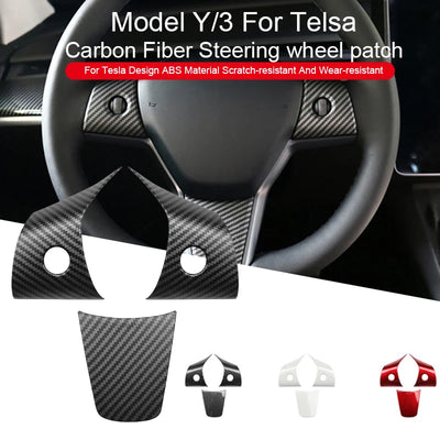 Steering Wheel Trim Of ABS Carbon Fiber For Tesla Model 3 Model Y - EVtilbud 