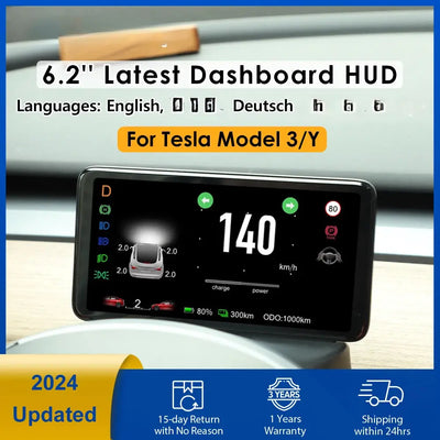 Tesla Model 3 and Y 6.2'' HD Dashboard HUD - EVtilbud 